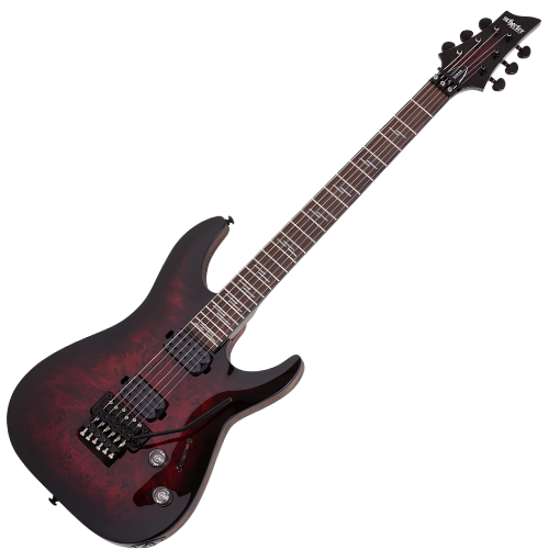 Guitarra Schecter Omen Elite-6 FR BCB Black Cherry Burst com Captadores Schecter Diamond Heretic HH e Ponte Floyd Rose Special