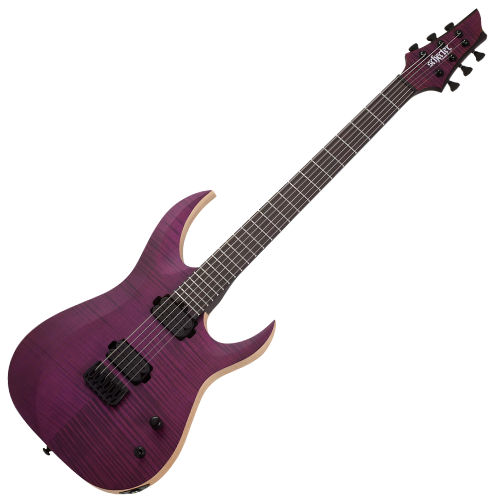 Guitarra Schecter Tao-6 STP Satin Trans Purple com Captadores Schecter USA Colossus/Chaosbreaker e Ponte Hipshot Fixed 462