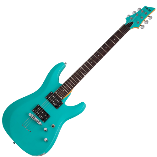 Guitarra Schecter C-6 Deluxe SAQ Satin Aqua com Captadores Schecter Diamond Plus HH e Ponte Tune-O-Matic 428