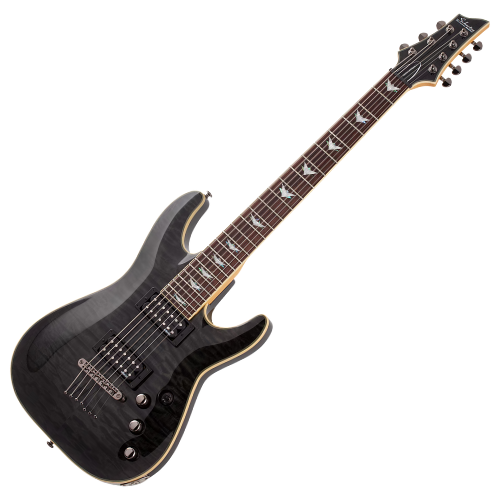 Guitarra Schecter Omen Extreme-7 STBLK See-Thru Black 7 Cordas com Captadores Schecter Diamond Plus e Ponte Tune-O-Matic 2007
