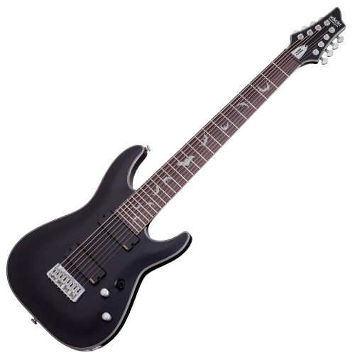Guitarra Schecter Damien Platinum-8 SB Satin Black 8 Cordas com Captadores EMG 808 e Ponte Tune-O-Matic 1187