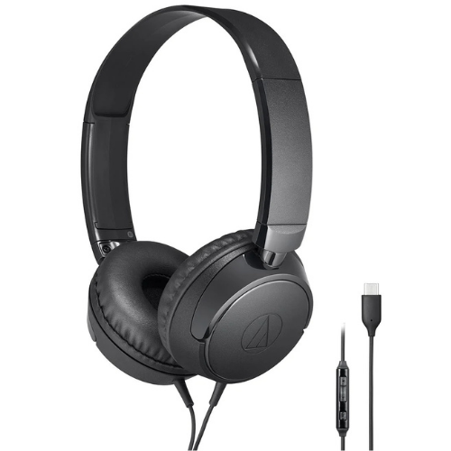 Fone de Ouvido Audio-Technica ATH-S120C-BK Preto On-Ear com Conexão USB-C e Microfone