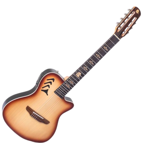 Violão Eletroacústico Marquês 7-VN-23NBEQ 7 Cordas Super Flat Natural Sombra com MET-A08