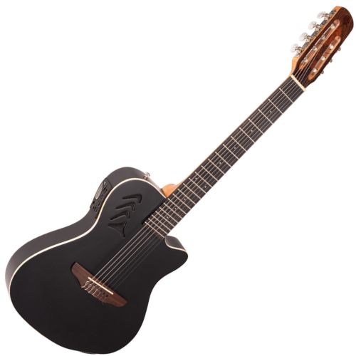 Violão Eletroacústico Marquês 7-VN-23BKSEQ 7 Cordas Super Flat Preto Fosco Nylon com MET-A08