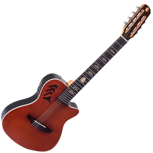 Violão Eletroacústico Marquês 7-VN-23CTSEQ 7 Cordas Super Flat Castanho Fosco Nylon com MET-A08