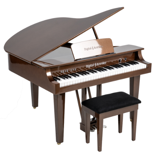 Piano Digital Acordes Cauda Infantil Bronze com 61 Teclas Waterfall e Amplificação Estéreo 18W RMS e Banqueta Almofadada