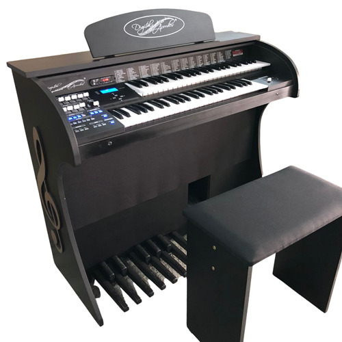 Órgão Eletrônico Digital Acordes AC300 Preto Fosco com 49 Teclas Superiores e Inferiores, Drawbars Configuráveis e Pedaleira de 13 Notas