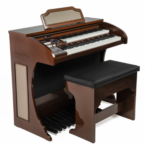 Órgão Digital Acordes AC450 Marrom com Teclados Waterfall, Drawbars Configuráveis, 128 Timbres GM e Pedaleira de 20 Pedais