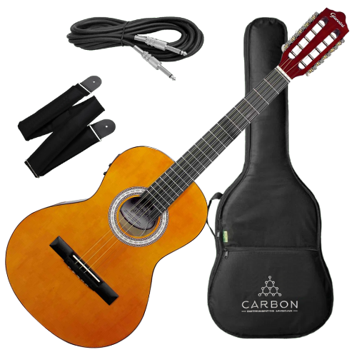 Kit Viola Eletroacústica Giannini Start VS-14 EQ Natural N com Equalizador GV-3T e Tensor Bi-Direcional com Capa, Correia e Cabo