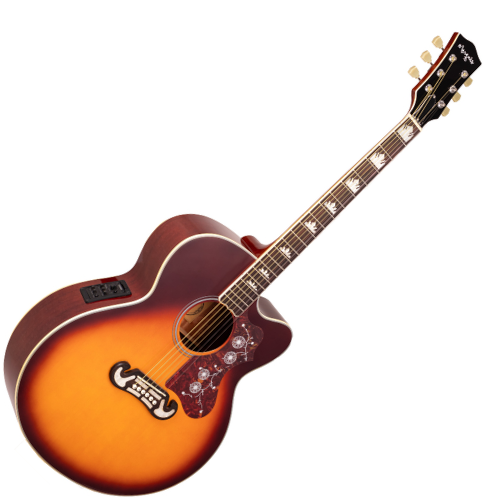 Violão Eletroacústico Marquês VA-209VSEQ Jumbo Cutaway Redburst Brilho Aço com Fishman Presys+