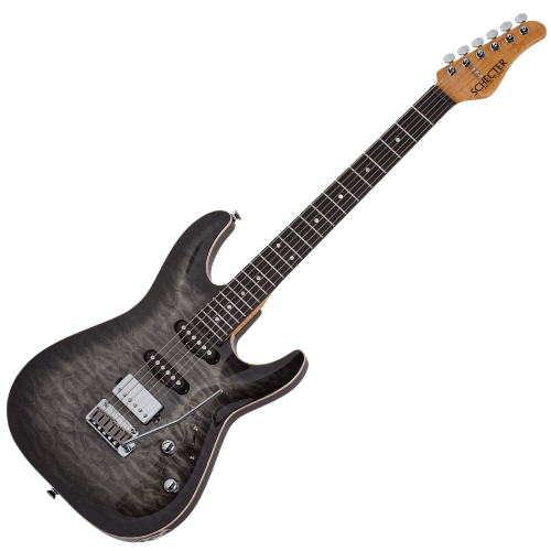 Guitarra Schecter California Classic CB Charcoal Burst com Captadores Schecter USA Pasadena Plus e Pasadena e Ponte Schecter 2-Point Tremolo 7302