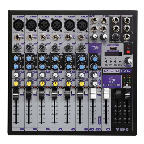 Mesa de Som Waldman CPS-10FXU 10 Canais (6 XLR) com Efeitos e USB/Bluetooth