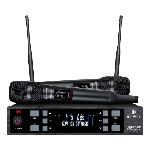 Microfone Duplo Sem Fio Waldman Fidelity 300 com Tecnologia UHF e Case de Alumínio