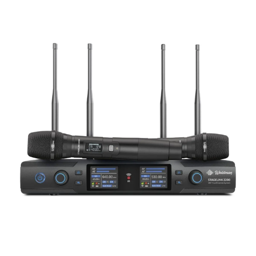 Microfone Sem Fio Duplo Waldman WSL-2200/640 com Tecnologia StageLink