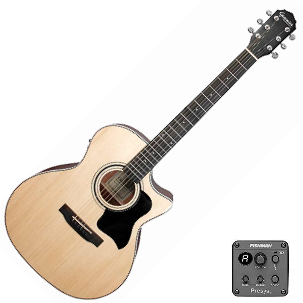 Violão Aço Eletroacústico Giannini Performance Deluxe GAC DLX CEQ NG Natural com Tampo em Sitka Spruce Maciço e Fishman Presys II