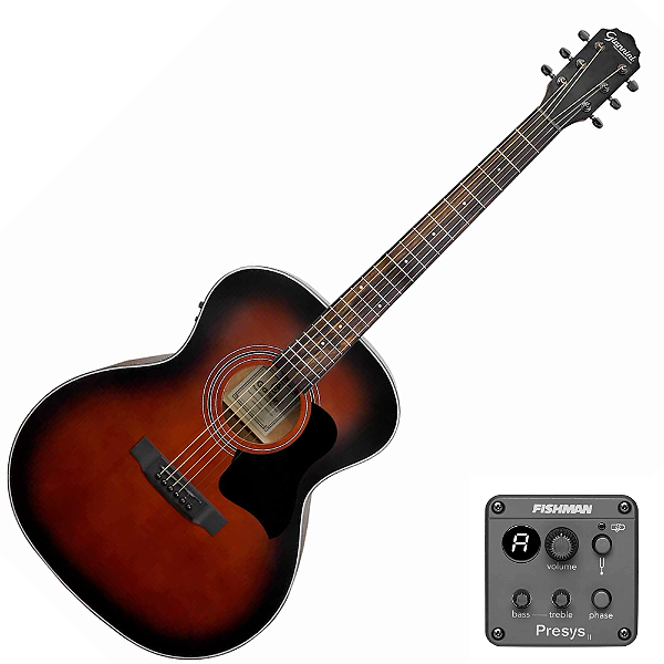 Violão Aço Eletroacústico Giannini Performance Deluxe GAF DLX EQ SBS Sunburst Satin com Tampo em Sitka Spruce Maciço e Fishman Presys II