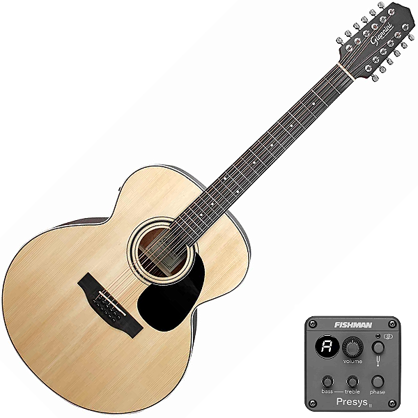 Violão Aço Eletroacústico 12 Cordas Giannini Performance Deluxe J12 DLX EQ NS Natural Satin com Fishman Presys II e Bag Premium