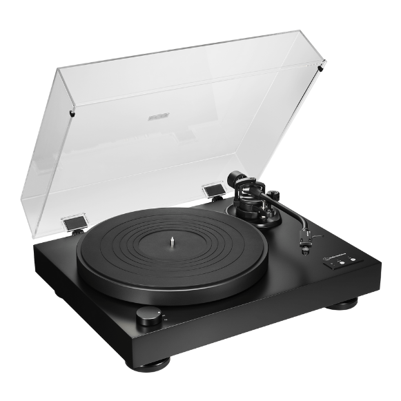 Toca-Discos Audio-Technica AT-LP8X com Acionamento Direto Semiatomático, Braço em J, Cápsula AT-VM95E BK Elíptica e Elevador Automático