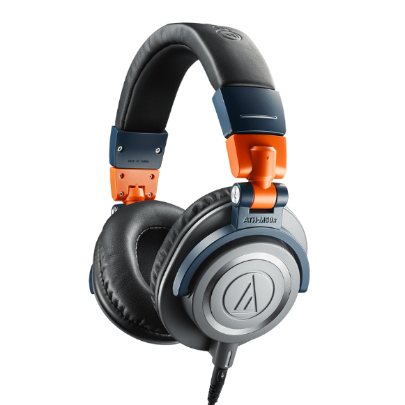 Fone de Ouvido Profissional Audio-Technica ATH-M50x LAB Limited Edition com Drivers 45mm Neodímio, Cabos Desconectáveis e Design Fan-Voted Azul/Laranja/Cinza