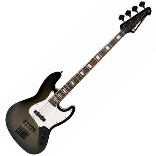 Contrabaixo Waldman GJJ500A FBKB Flat Black Burst 4 Cordas Ativo Jazz Bass com Captadores JJ Cerâmicos e Tampo Flamed Maple