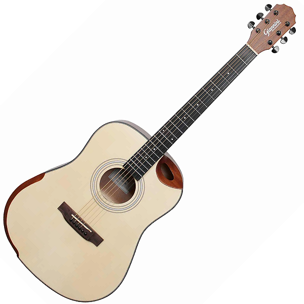 Violão Aço Eletroacústico Giannini Acoustik GDH CEQ N Natural com Shape Dreadnought Half Cutaway, Equalizador MT-3 e Bag