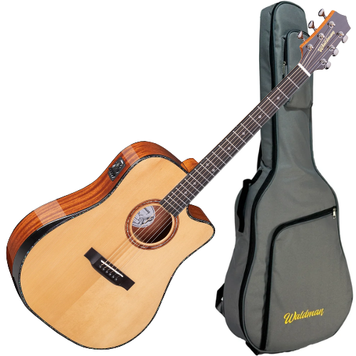 Violão Eletroacústico Aço Waldman DCEX-1841 N Abadia Natural com Tampo Sólido e Bag