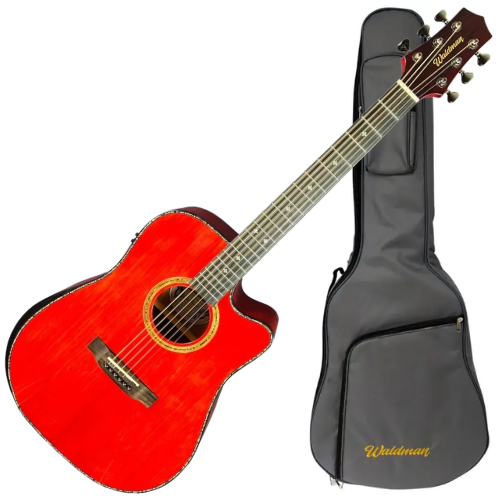 Violão Eletroacústico Aço Waldman DCEX-1841 RD Abadia Red com Tampo Sólido e Bag