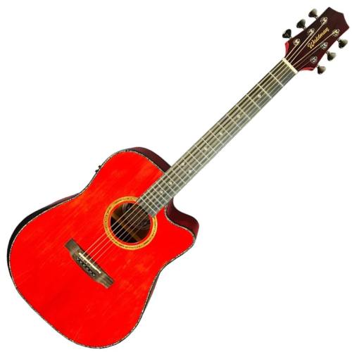 Violão Eletroacústico Aço Waldman DCEX-1841 RD Abadia Red com Tampo Sólido e Bag