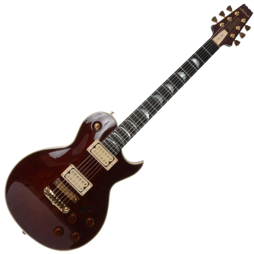 Guitarra Japonesa Aria Pro PE-R80 Stained Brown com Captadores Classic Power HH e Ponte Aria Original SPT