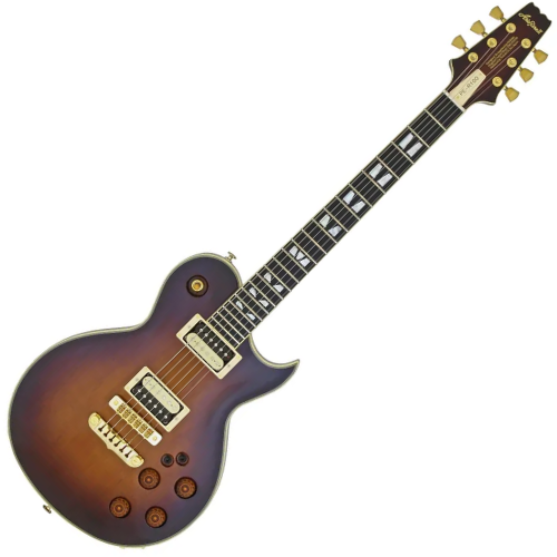 Guitarra Japonesa Aria Pro II PE-R100 Smokey Amber com Captadores Classic Power HH e Ponte Aria Original SPT