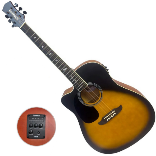 Violão Waldman Canhoto Eletroacústico TDCe141-L 2TS Folk Cutaway Aço Natural