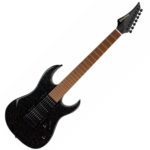 Guitarra Waldman WIGR187 SPBK Sparkle Black 7 Cordas com Captadores HSH Cerâmicos e Ponte Fixa Black