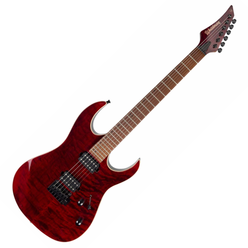 Guitarra Waldman WIGR220 QRD Quilted Red com Captadores HH Cerâmicos e Ponte Tremolo Semi-Flutuante 2 Pivôs Black