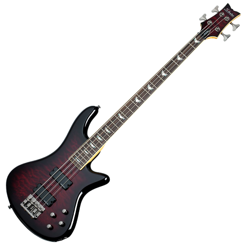 Contrabaixo Schecter Stiletto Extreme-4 Black Cherry com Top Maple Figured, Captadores Diamond Bass Humbucker e Pré Ativo 2 Bandas 2500