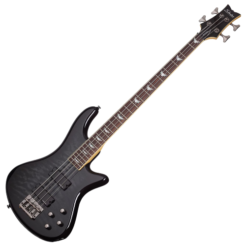 Contrabaixo Schecter Stiletto Extreme-4 See-Thru Black Top Maple Figured Captadores Diamond Bass Humbucker Eletrônica Ativa 2 Bandas 2503