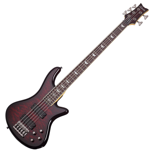 Contrabaixo Schecter Stiletto Extreme-5 Black Cherry Top Maple Figured Captadores Diamond Bass Humbucker Eletrônica Ativa 2 Bandas 2502