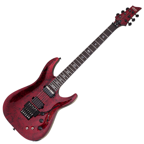Guitarra Schecter C-1 FR S Apocalypse Red Reign com Captadores Schecter USA Apocalypse-VI e Sustainiac e Ponte Floyd Rose 1500 Series 3057