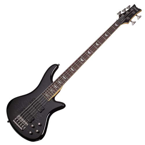 Contrabaixo Schecter Stiletto Extreme-5 5 Cordas See-Thru Black Top Maple Figured Captadores Diamond Bass Humbucker Eletrônica Ativa 2 Bandas 2504
