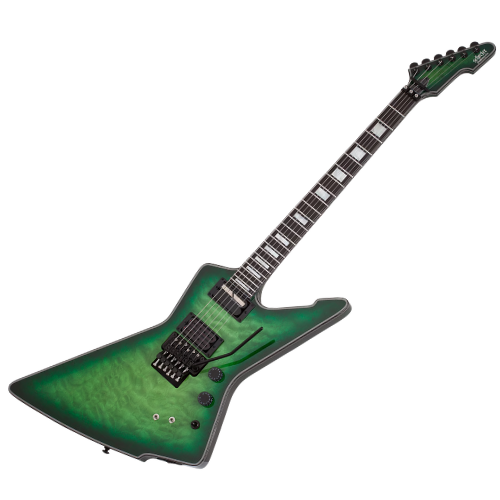 Guitarra Schecter E-1 FR S Special Edition Green Burst com Captadores Schecter USA Apocalypse-VI e Sustainiac e Ponte Floyd Rose 1500 Series 3255