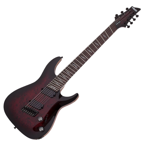 Guitarra Schecter Omen Elite-7 MS Black Cherry Burst Captadores Diamond Heretic Eletrônica 7 Cordas 2462