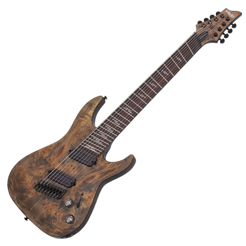 Guitarra Schecter Omen Elite-8 Multiscale Charcoal com Captadores Schecter Diamond Heretic HH e Ponte Hipshot Hardtail 2466