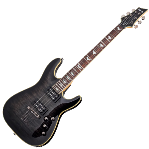Guitarra Schecter Omen Extreme-6 See-Thru Black com Captadores Diamond Plus HH e Ponte Tune-O-Matic String-Thru 2025