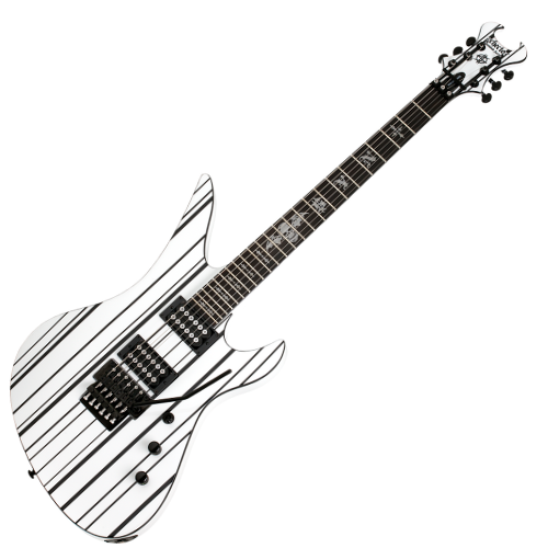 Guitarra Schecter Synyster Standard Gloss White with Black Pinstripes WH/BK #1746 com Captadores Schecter Diamond Synyster Gates Signature HH e Ponte Floyd Rose Special 'Hot Rod'