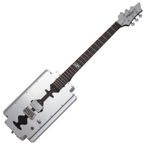 Guitarra Schecter Machine Gun Kelly Razor Blade Metallic Silver com Captador Schecter USA Pasadena Plus e Ponte Hipshot Hardtail 88