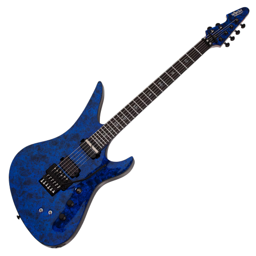 Guitarra Schecter Avenger FR-S Apocalypse Blue Reign com Captadores Schecter USA Apocalypse-VI e Sustainiac e Ponte Floyd Rose 1500 Series 1309