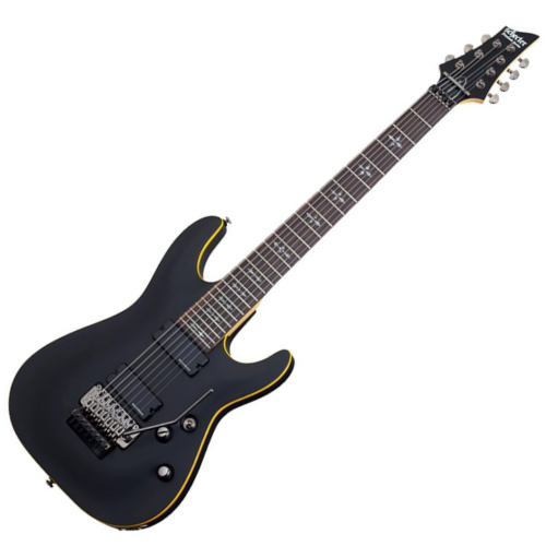 Guitarra Schecter Demon-7 FR Aged Black Satin com Captadores Duncan Designed HB-105/7 HH e Ponte Floyd Rose Special 3214