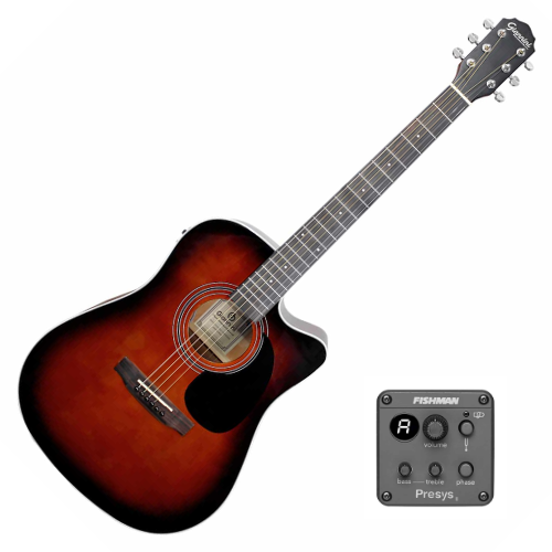 Violão Eletroacústico Giannini Performance Deluxe DRC DLX CEQ Sunburst Glossy SBG com Equalizador Fishman Presys ll Ativo 2 Bandas e Afinador