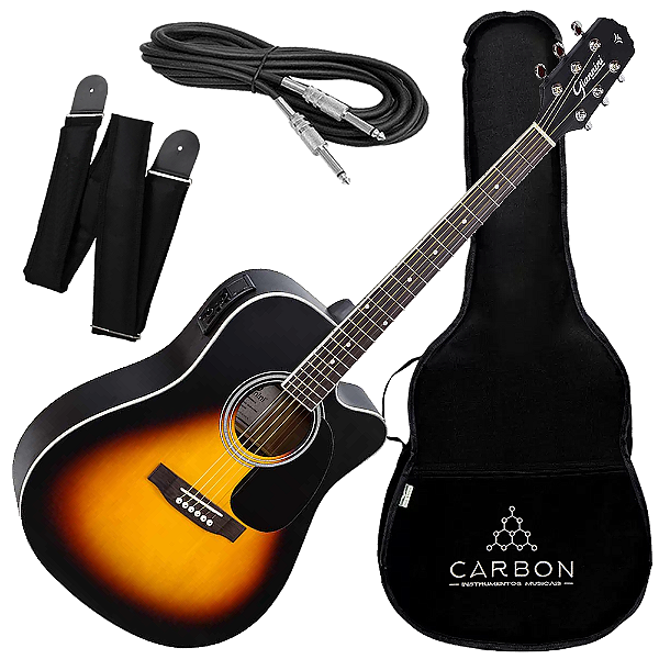 Kit Violão Eletroacústico Giannini Performance GDC-1 CEQ VSB Vintage Sunburst Satin com Captador Piezo e Equalizador 4 Bandas