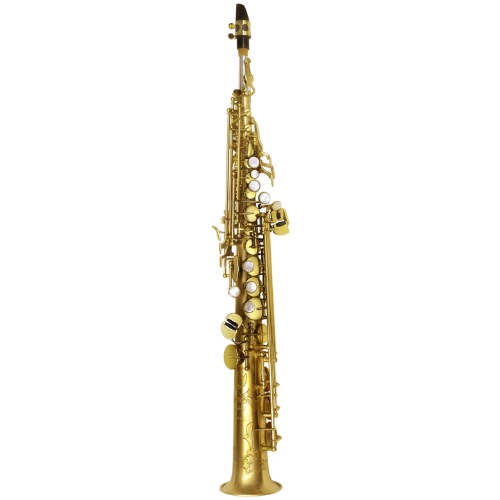 Saxofone Soprano P. Mauriat Le Bravo 200 SGL Gold Lacquer com Tudel Reto e Curvo Banhado a Prata e Corpo Gravado à Mão