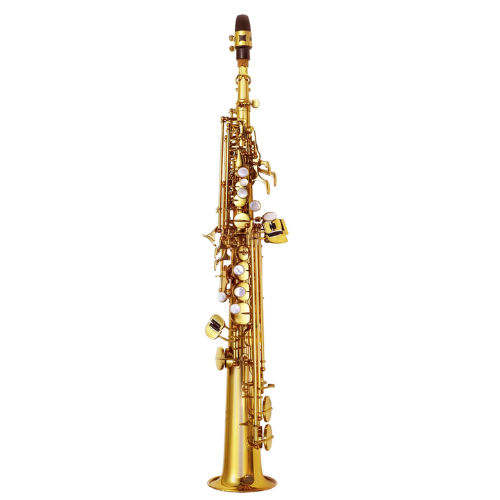 Saxofone Soprano P. Mauriat PMSS-185 SGL Gold Lacquer com Tudel Reto e Case PM Traveller II